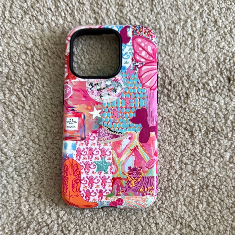 SHEIN Pink Coral Artistic iPhone Case with Floral Motifs